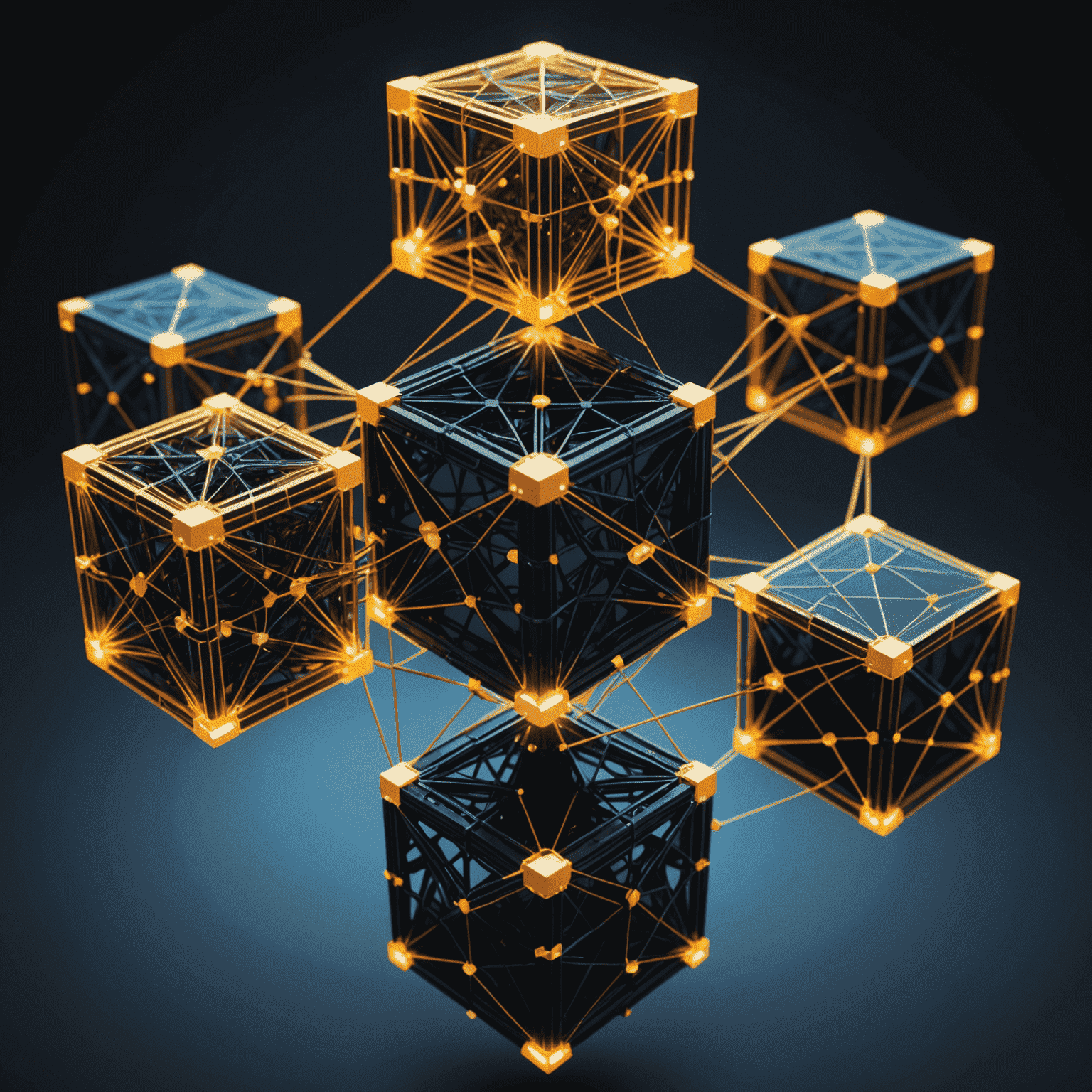 Visual representation of blockchain technology with interconnected nodes and digital blocks, symbolizing the latest innovations in the field