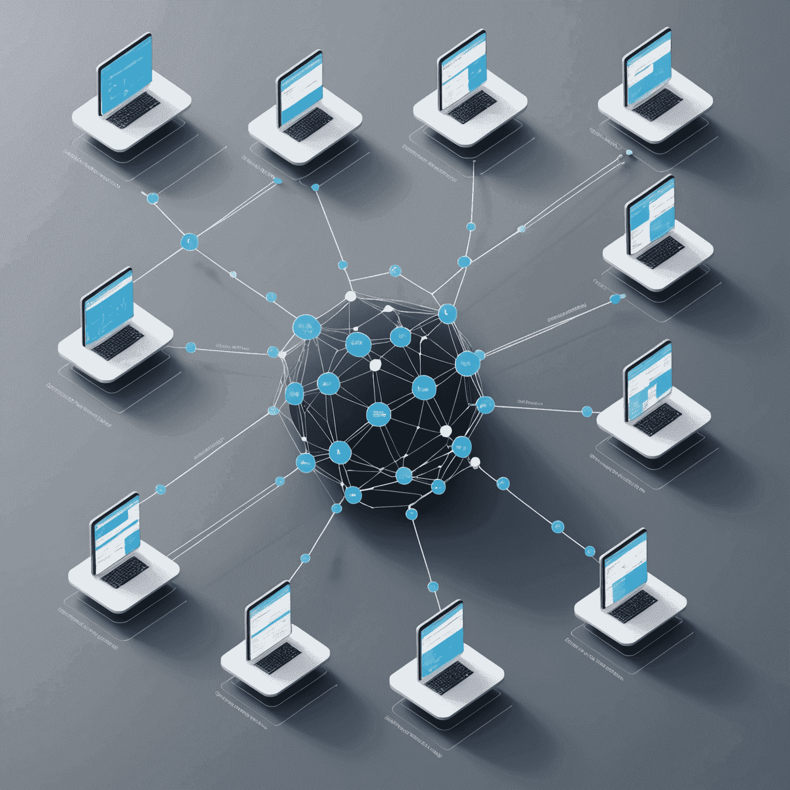 Custom API Development illustration showing a network of interconnected nodes representing data points and API endpoints. The image showcases real-time data flow and integration with various systems, emphasizing the tailored nature of our API solutions.