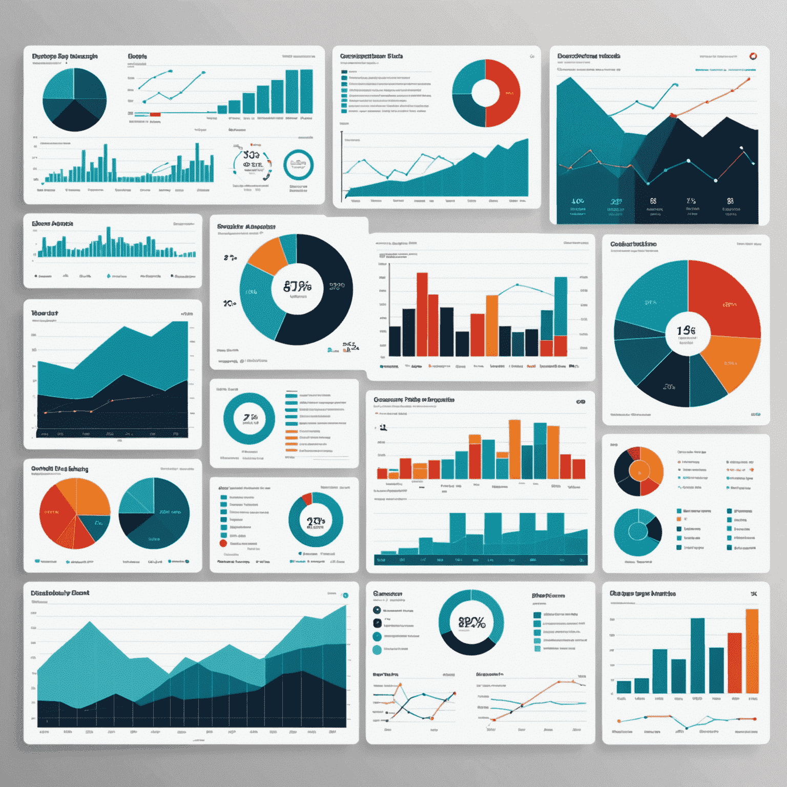 Infographic showing various charts, graphs, and data visualizations representing market data analytics trends in the dApp ecosystem