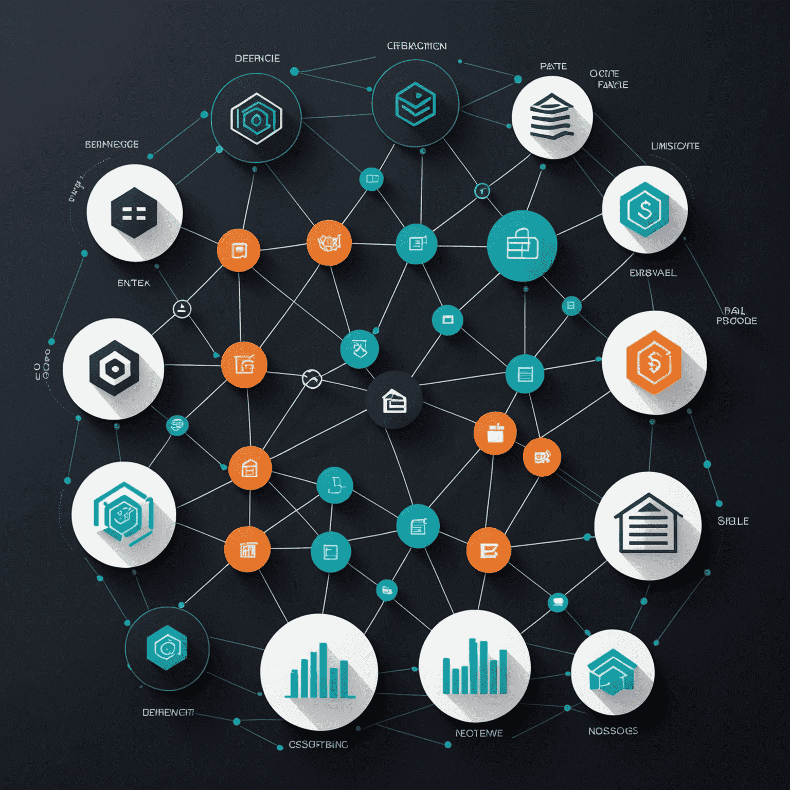 Visual representation of DeFi ecosystem integrated with traditional finance, showing interconnected nodes representing various financial services and digital assets