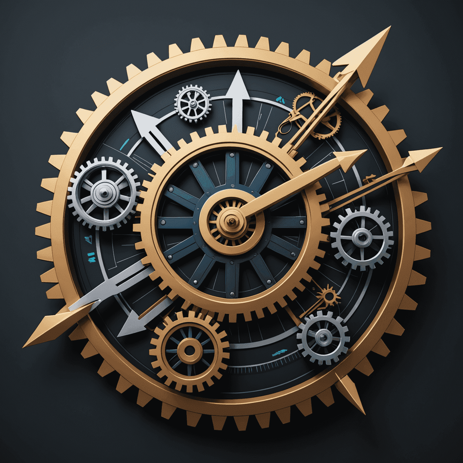 Illustration of smart assets with gears and arrows, representing optimization strategies for enhanced trading efficiency