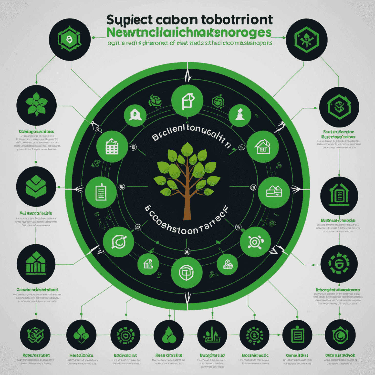 Infographic showing the reduced carbon footprint of new blockchain technologies compared to traditional systems, with green icons representing eco-friendly digital assets