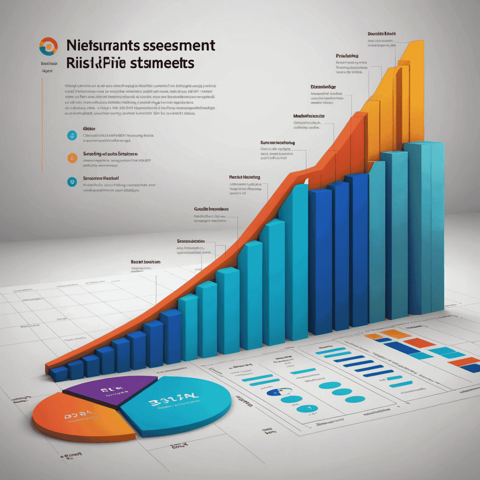 A 3D graph showing risk assessment metrics with AI-generated predictions and suggested hedging strategies