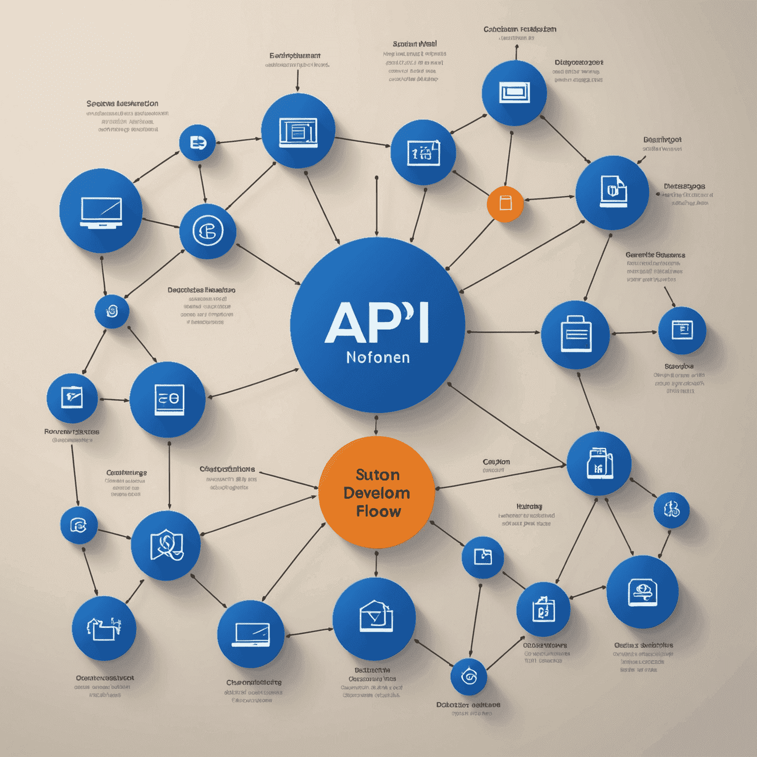 Visual representation of custom API development showing data flow between systems and real-time asset information